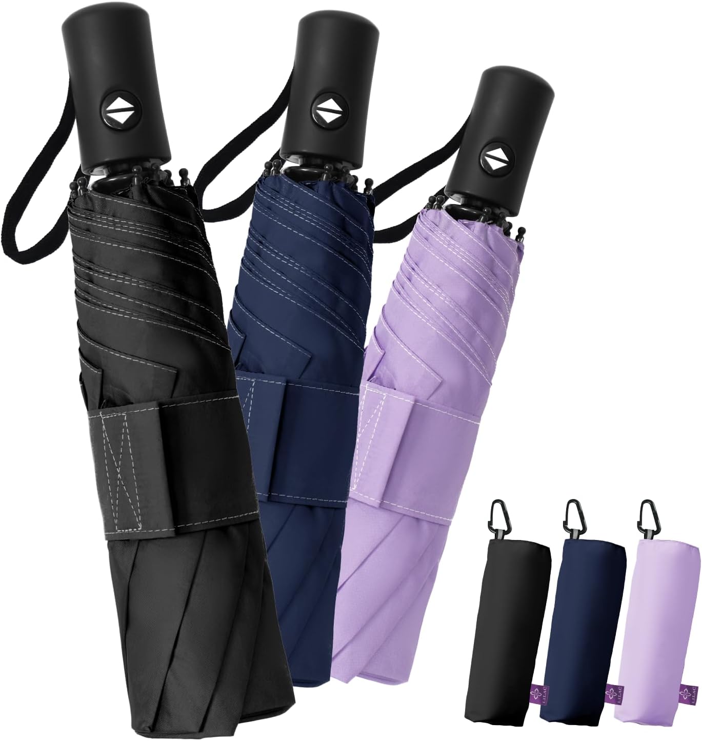 Compact Travel Windproof Umbrella, 43" Auto open/close Folding Quick Dry Umbrellas for Rain, Lightweight Portable Small for Backpack Car, less force to Fold for Women Men Kids, TSA Approved