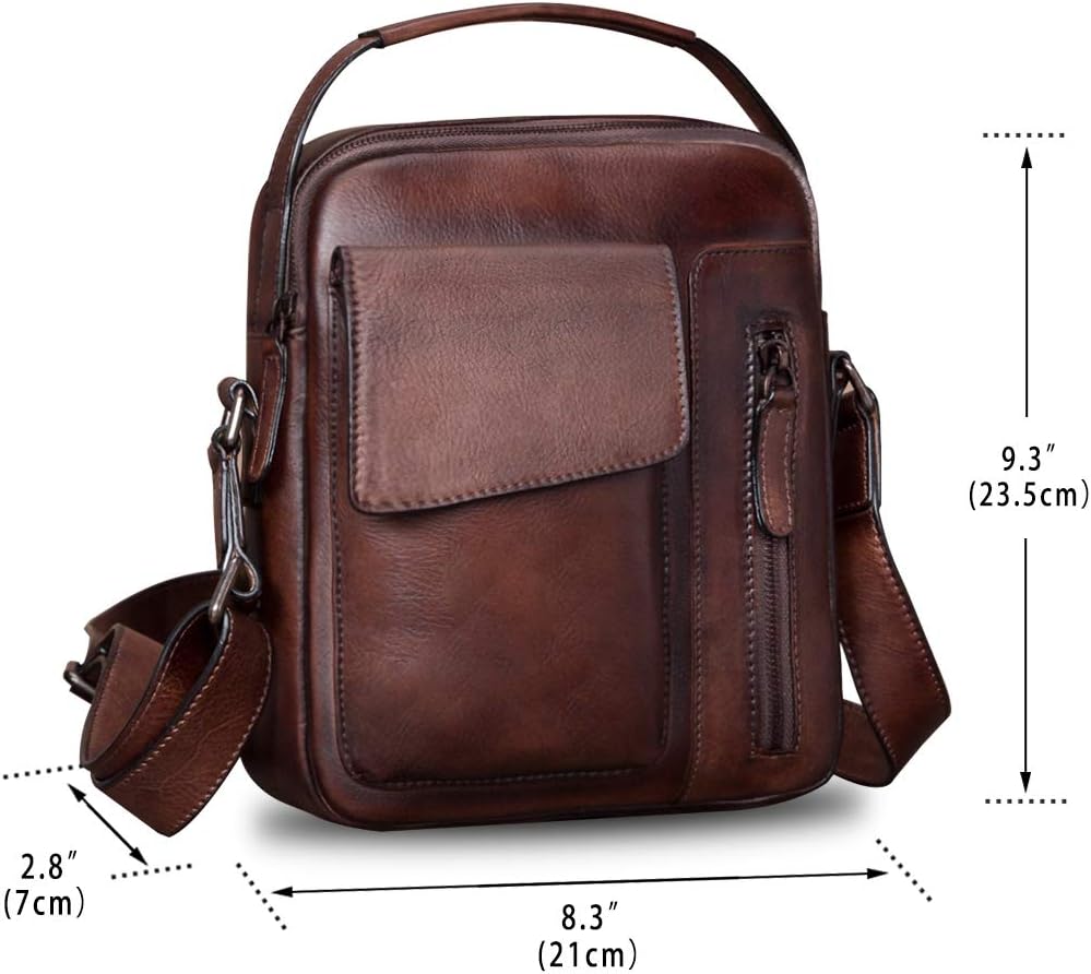 Genuine Leather Purses and Shoulder Bag for Men Vintage Real Leather Messenger Bag Handbag Crossbody Satchel Purse Strap