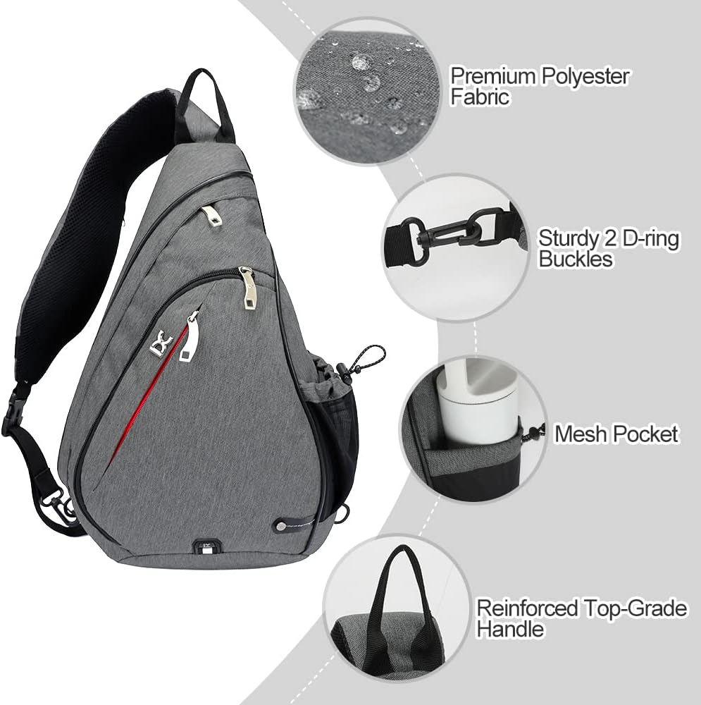 INOXTO Sling Bag, Multipurpose Crossbody Shoulder Bag for Men and Women