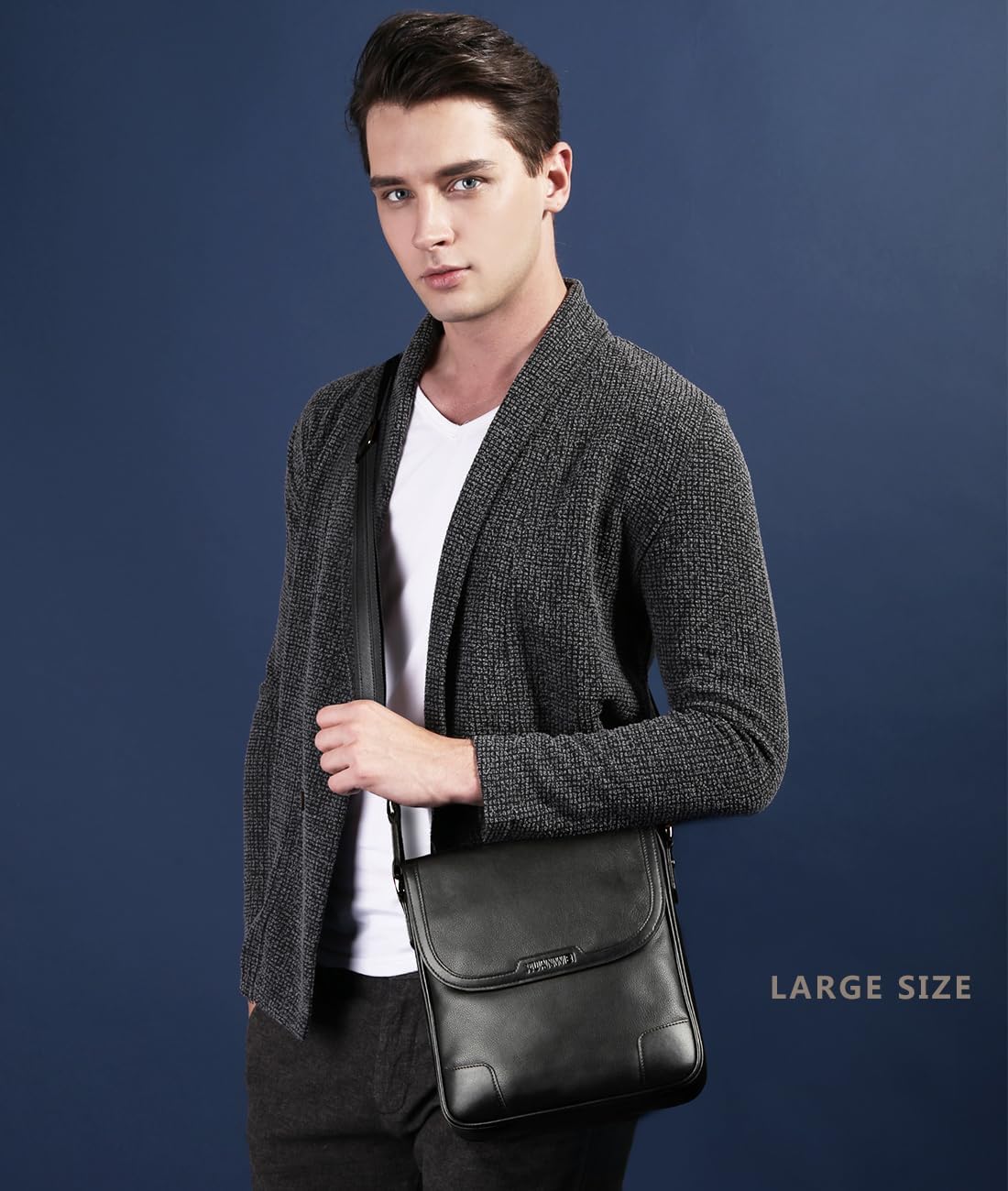 Xuanwei men's full grain cowhide messenger bag, high-end messenger bag, suitable for carrying tablets and business work
