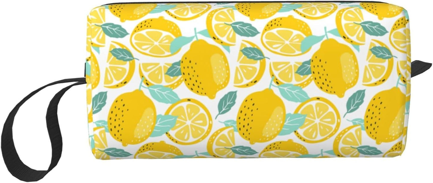 Lemon Makeup Bag Organizer Small Travel Cosmetic Bags Compact Durable Oxford Fabric Multi-Purpose Storage Perfect for Travel, Gym, Daily Use