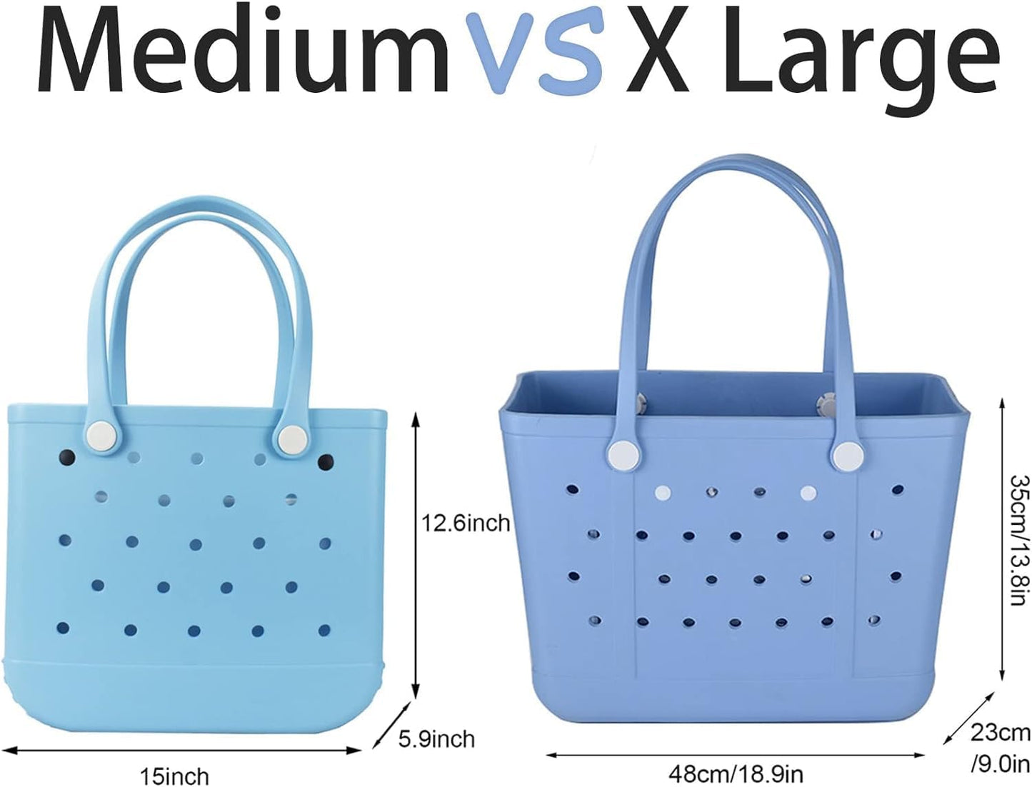 Rubber Beach Bag, Washable Moisture Resistant Durable Open Hole Tote Bag Beach Vacation Essentials