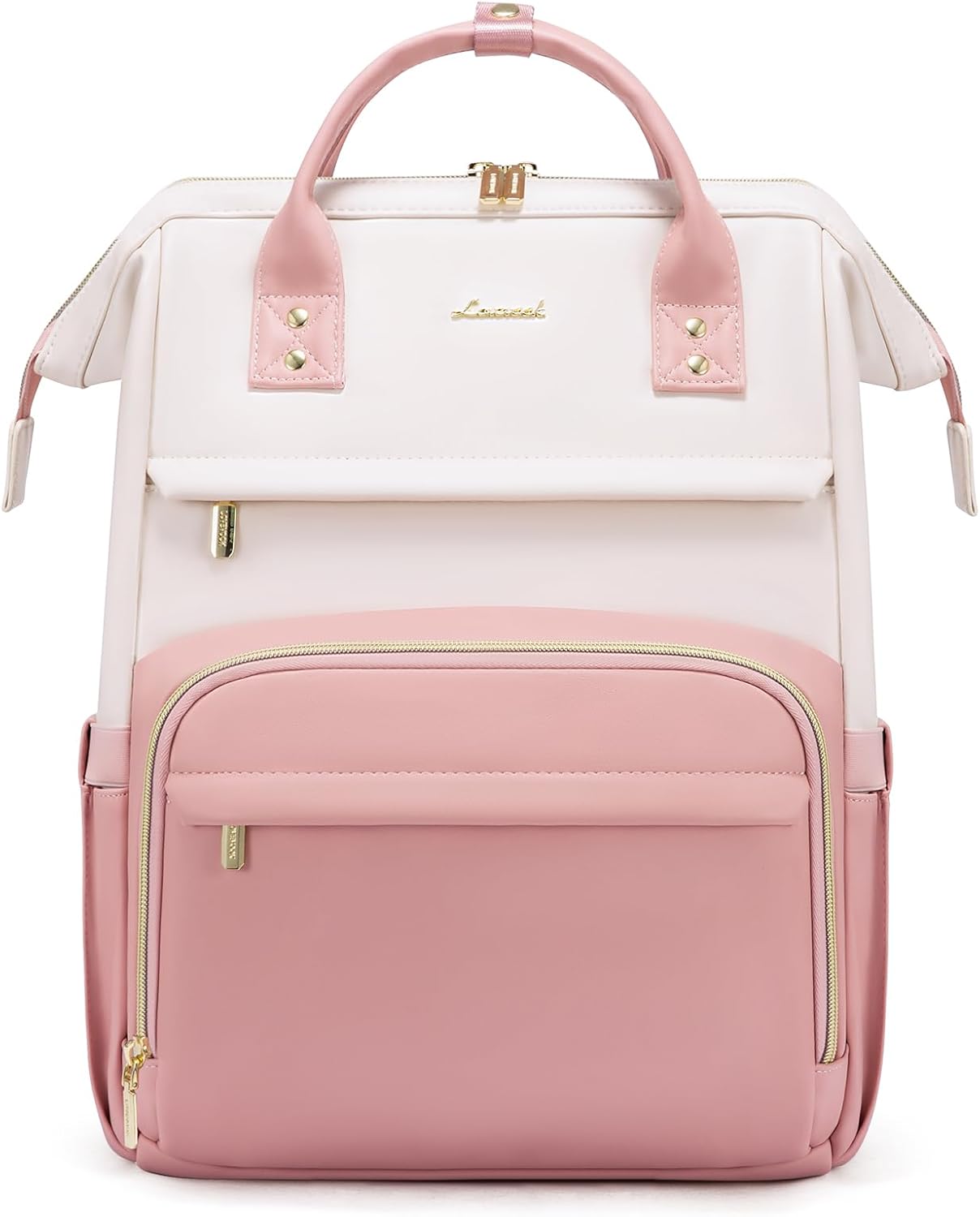 LOVEVOOK Leather Backpack for Women, 15.6 Inch Laptop Bag, Professional Work Tote for Nurse College