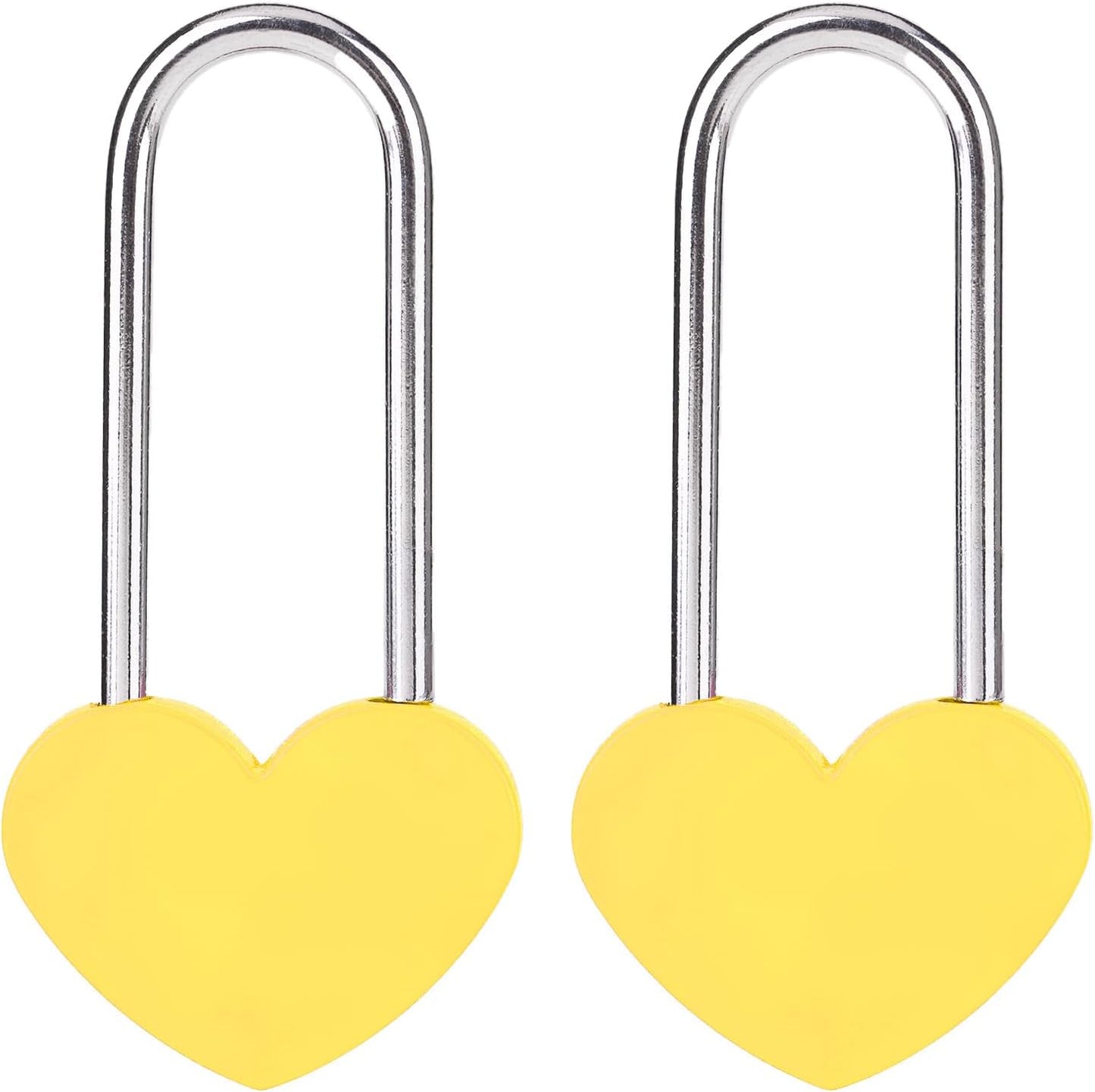 2PC 3.5" 50mm Love Lock Heart Padlock,Yellow Single Heart Wish Lock for Lovers Wedding,Anniversary,Travel, Bridge(NO Key)