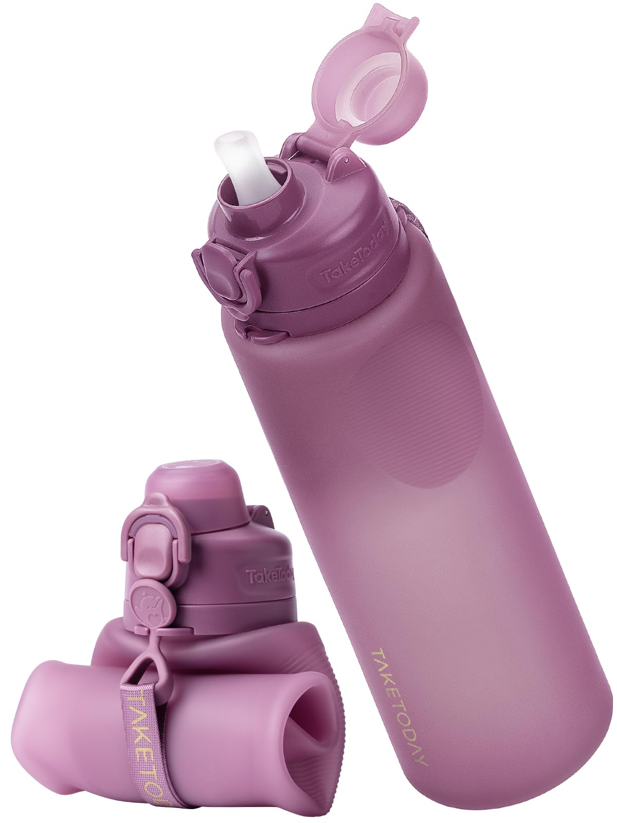 TakeToday Collapsible Water Bottles, Foldable for Travel, 32oz, Purple