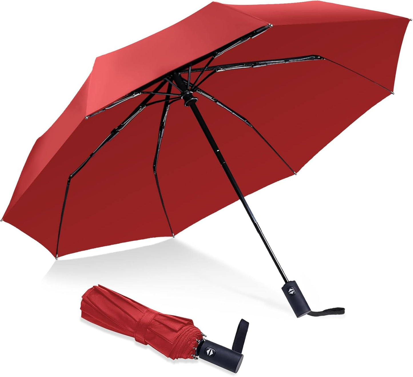 Travel Essentials Umbrella Windproof Compact Collapsible Light, Automatic, Strong and Portable, Wind Resistant Folding Small Umbrella for Rain