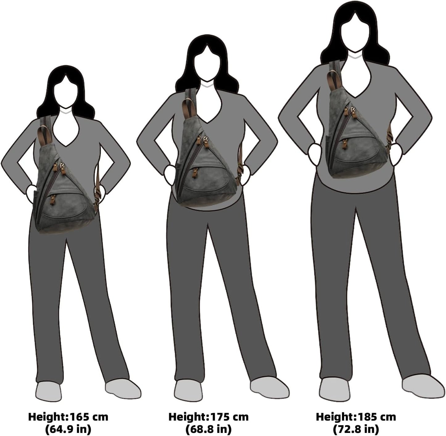 KL928 PU Leather Sling Bag - Small Crossbody Backpack Shoulder Casual Daypack Rucksack for Men Women