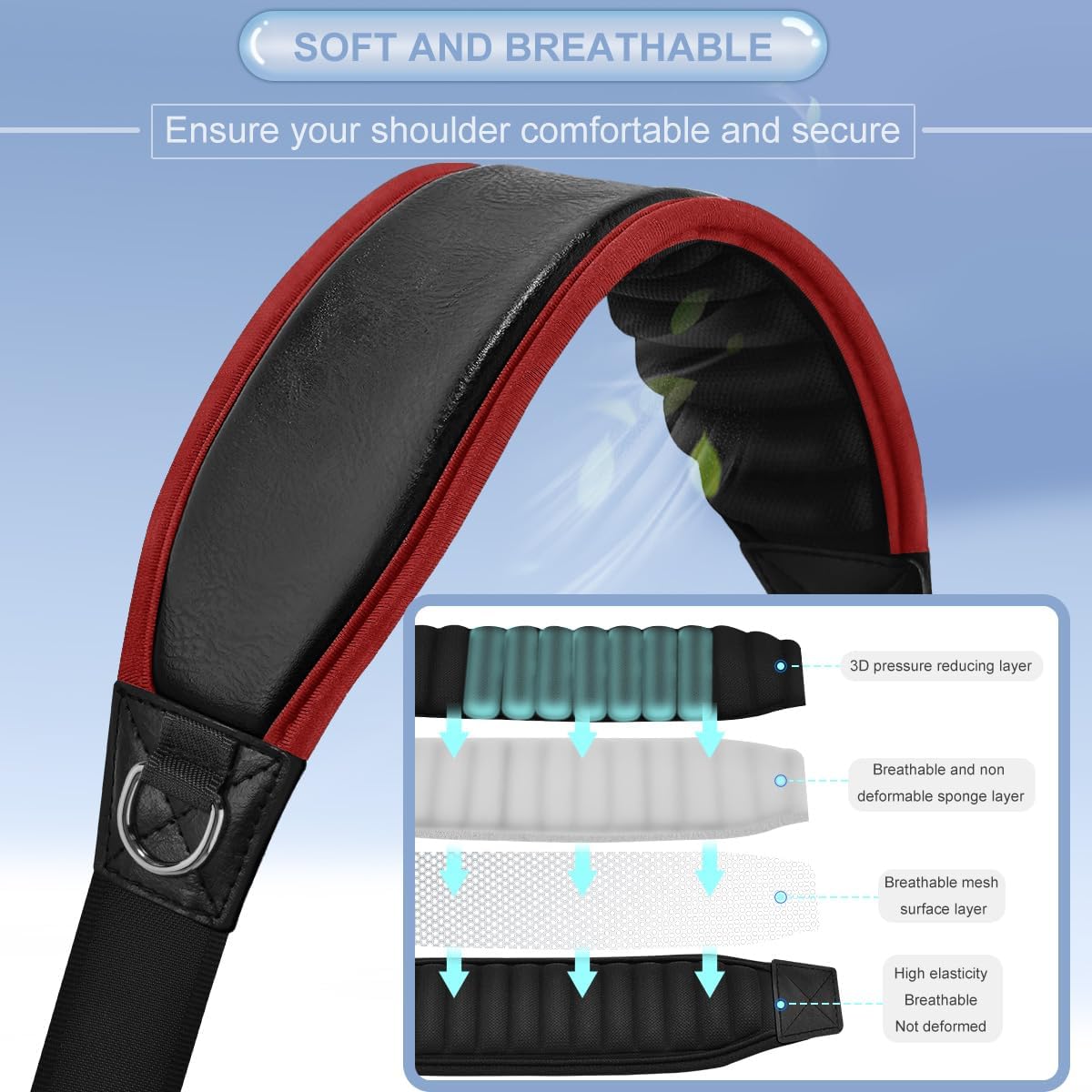 ZINZ 3D Air Cushion 58 inch Strap for Bags with Fixed Ultra-Thick Padded Breathable, Universal