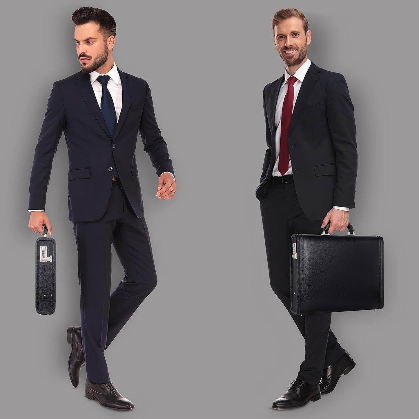 Full Grain Leather Briefcase Attache Case For Unisex Size L17xW3xH12 Inches Briefcase Bag (Black)