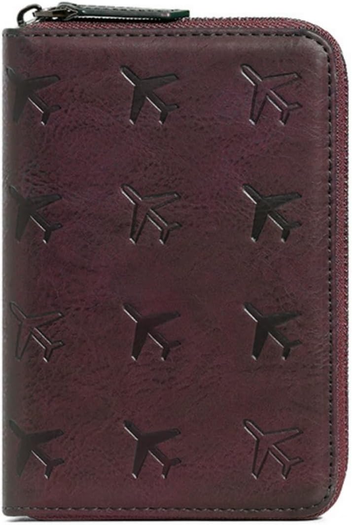 Passport Holder for Travel RFID Blocking Wallet Women Handbag Credit Cards Flight Ticket Organizer Card Holder (Wine)