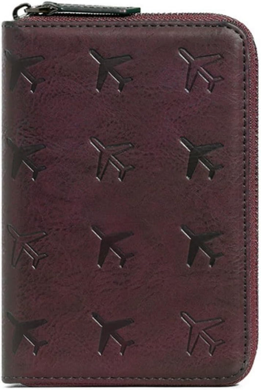 Passport Holder for Travel RFID Blocking Wallet Women Handbag Credit Cards Flight Ticket Organizer Card Holder (Wine)
