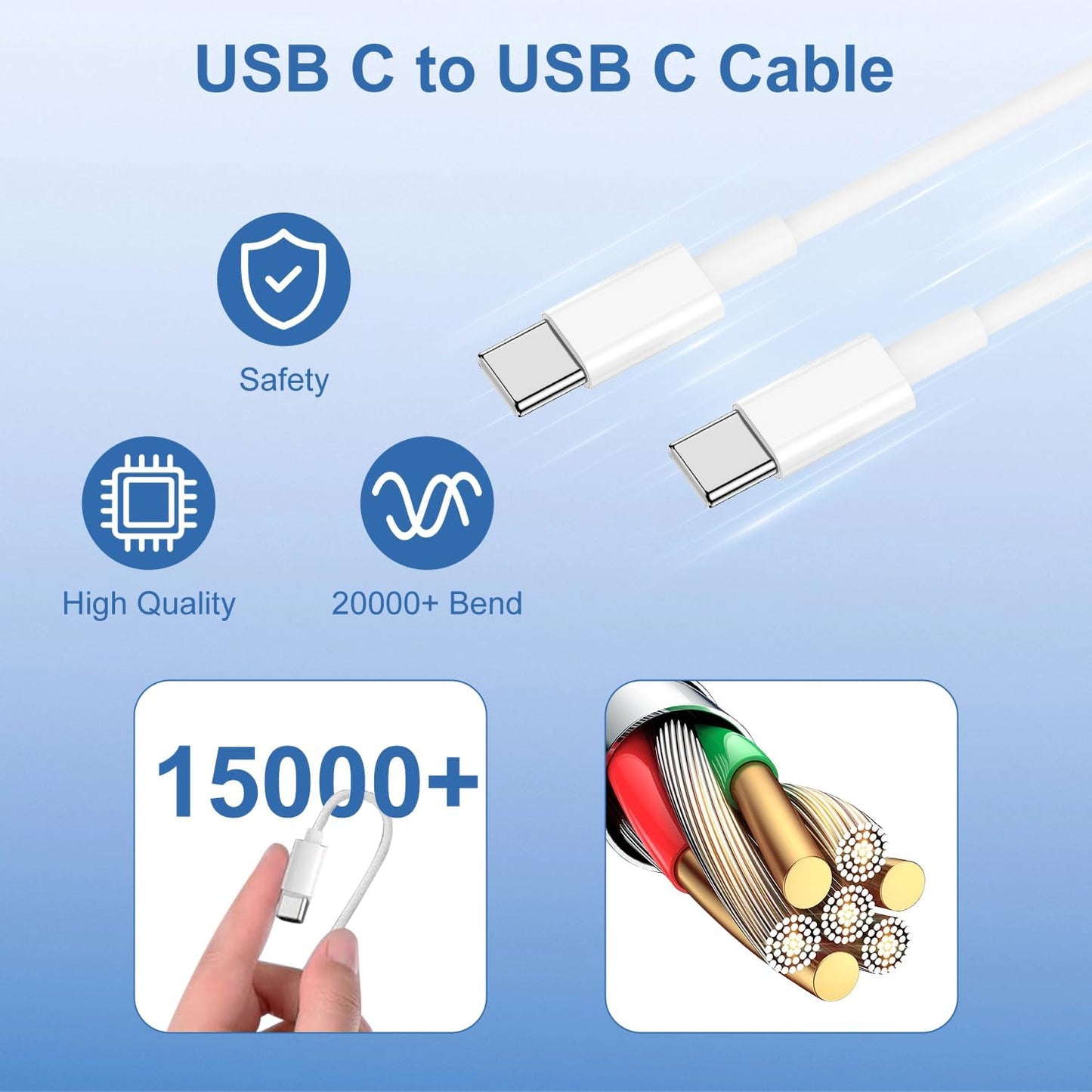 iPhone 17 16 15 Fast Charger Block and 10ft USB C to C Cable Cord Long for Apple iPhone 17 Pro Max/17 Air/16 Pro Max/16/15 Plus/15/iPad Mini/Samsung,Type C Wall Charging Power Adapter Plug Cube Brick