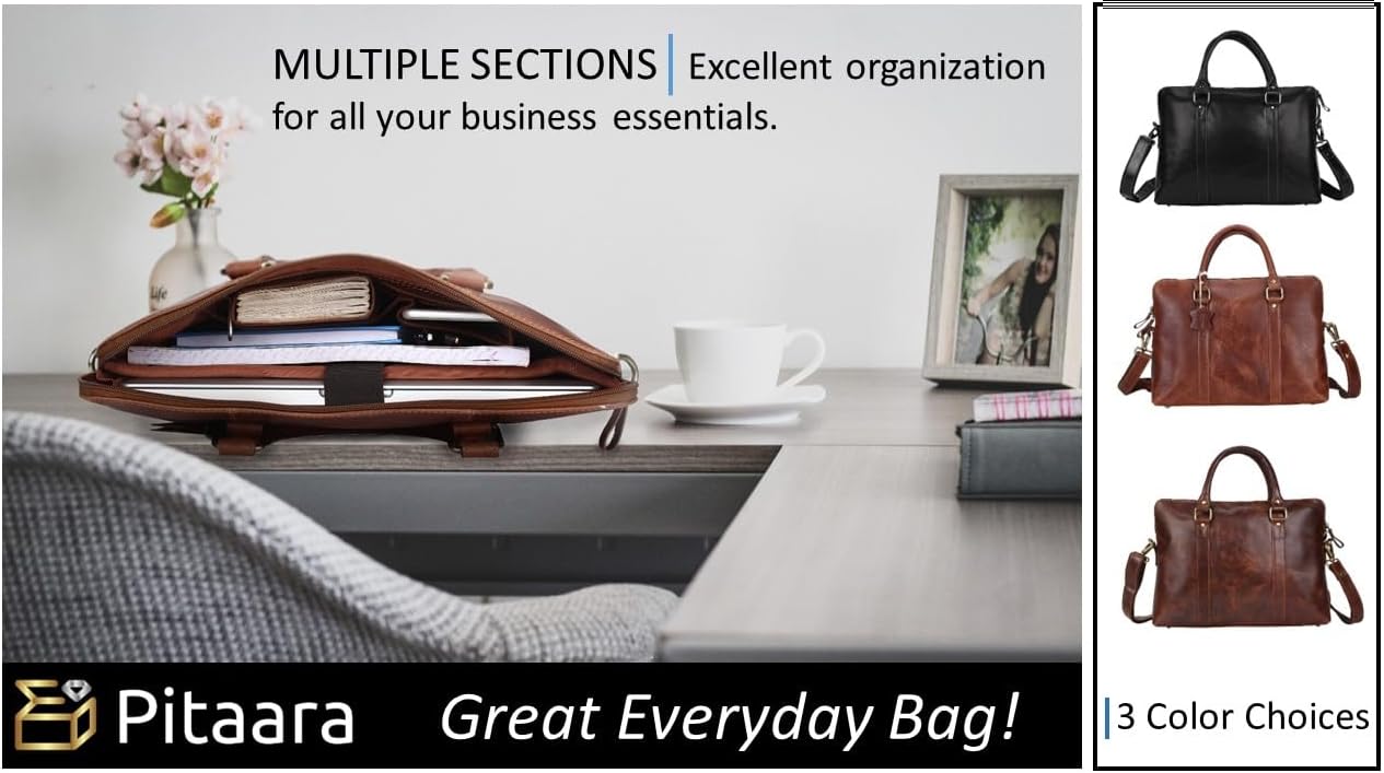 Pitaara Genuine Leather Women's Laptop Bag For Laptops Size 14"