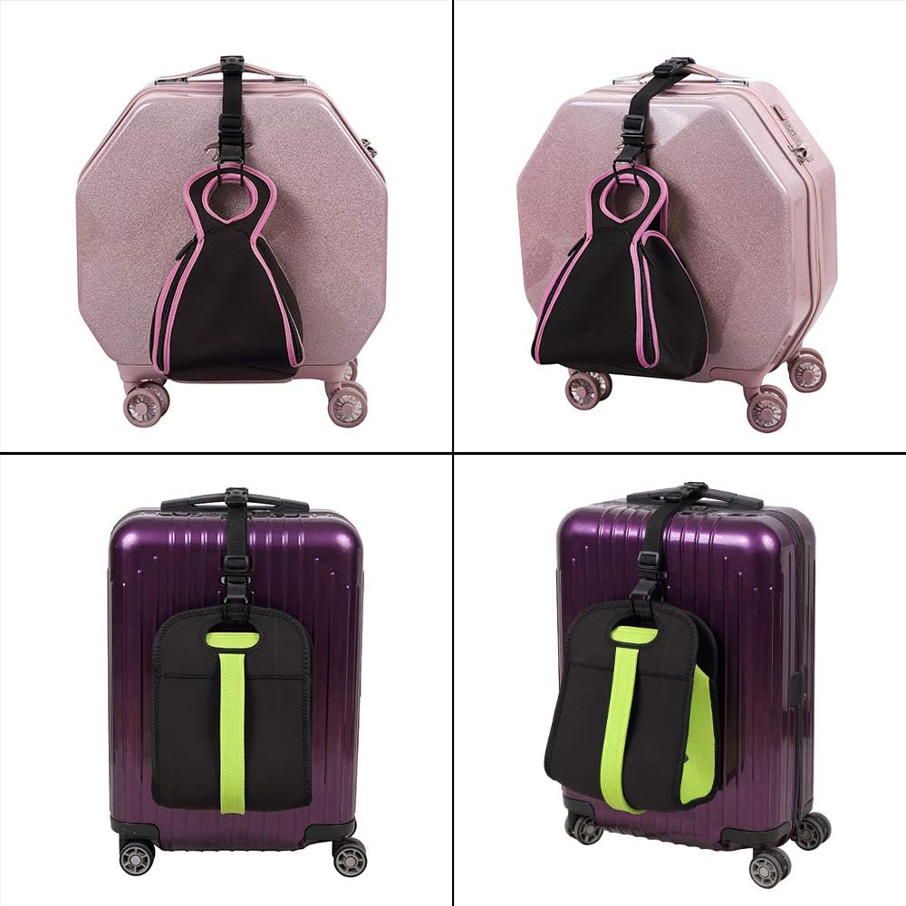 J Hook Luggage Strap Add a Bag Hook Hanger Strap, Adjustable attaches Briefcase Together (Black-Normal Size)