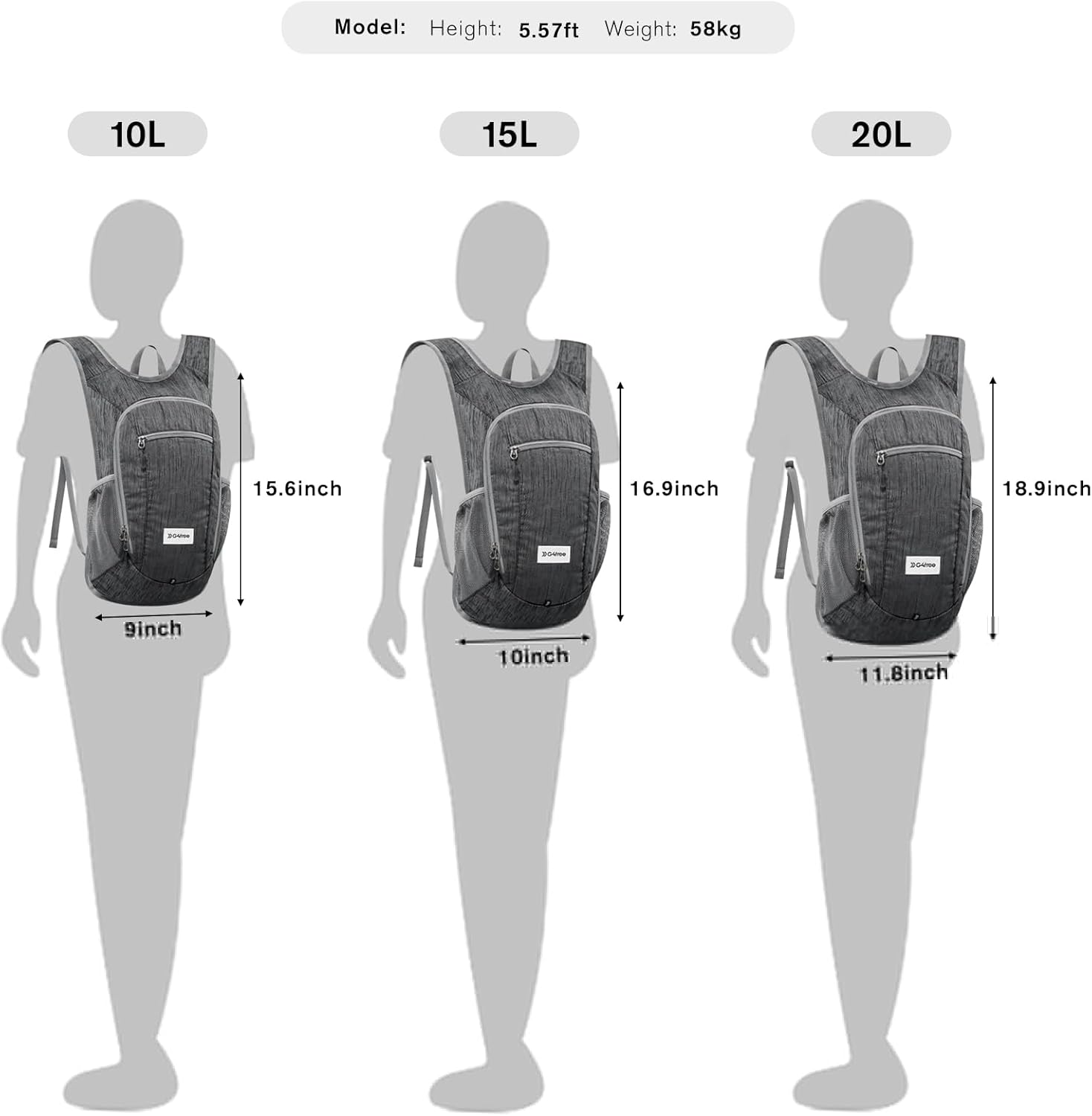 G4Free 10L/15L Hiking Backpack Lightweight Packable Hiking Daypack Small Travel Outdoor Foldable