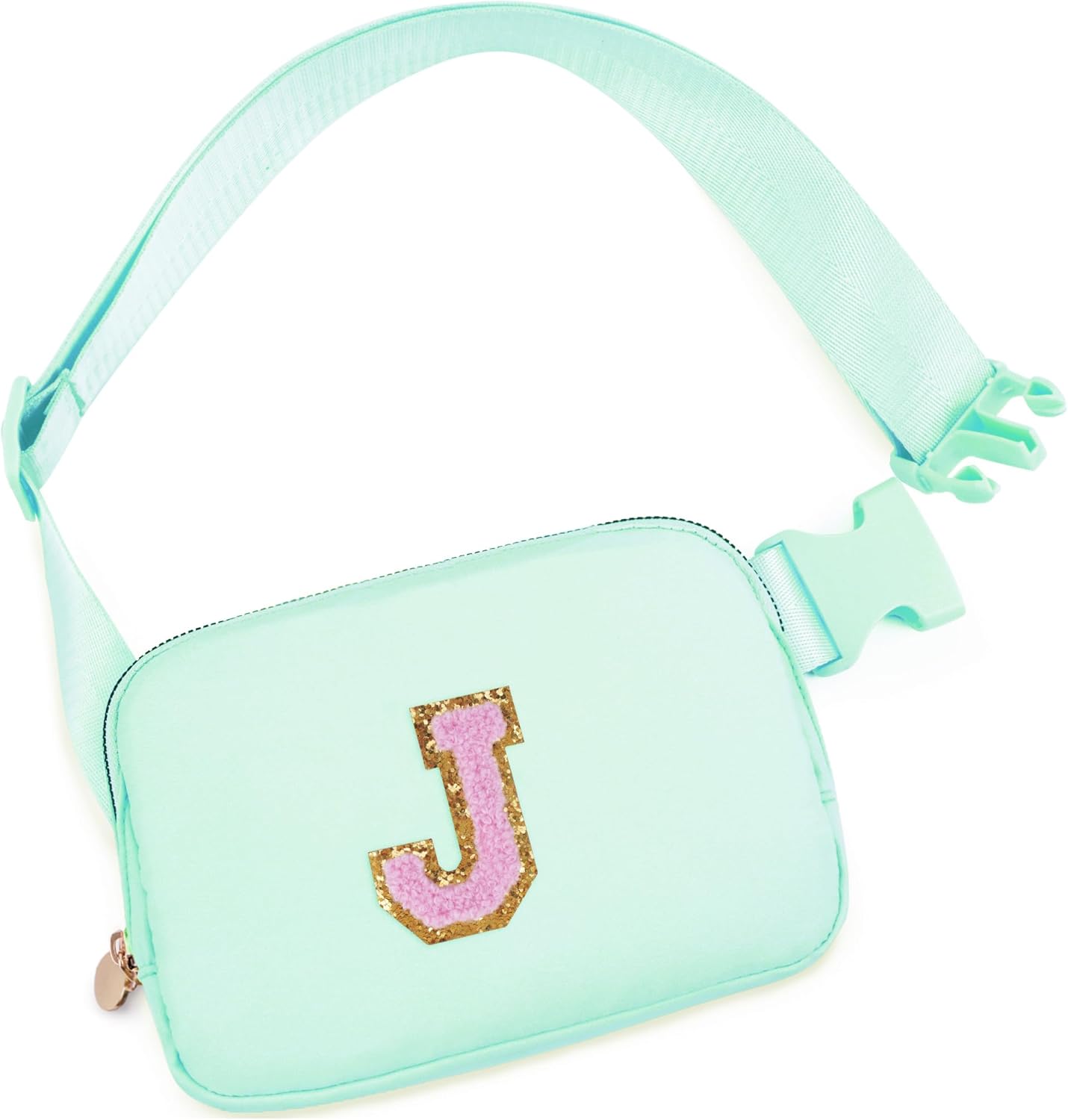 Belt Bag Fanny Pack Crossbody Bags with Initials Letter Patch Cute Stuff Birthday Gifts for Teenager Girls Trendy Stuff for Teens | Light Green,J