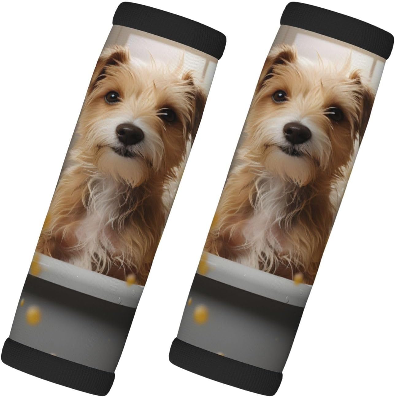 Luggage Handle Wraps Cute Dog Bathtub Animal Luggage Identifiers Soft Neoprene Luggage Handle Wraps