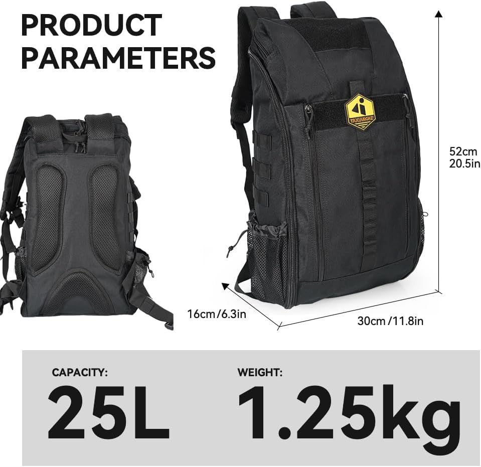Ultralighe Hiking blackpack with ventilated suspension ergonomic load-reducing pack for trekking&camping durale water-resistant daypack for men&women (black)