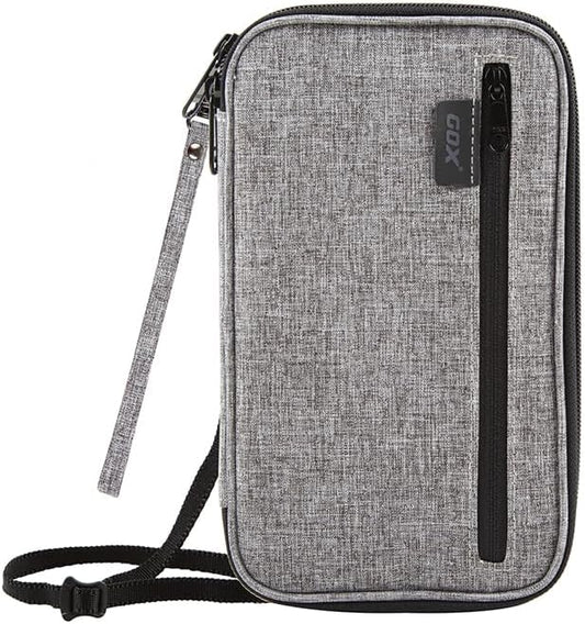 Neck Wallet RFID Blocking Family Passport Holder Organizer Case Travel Pouch (Grey)