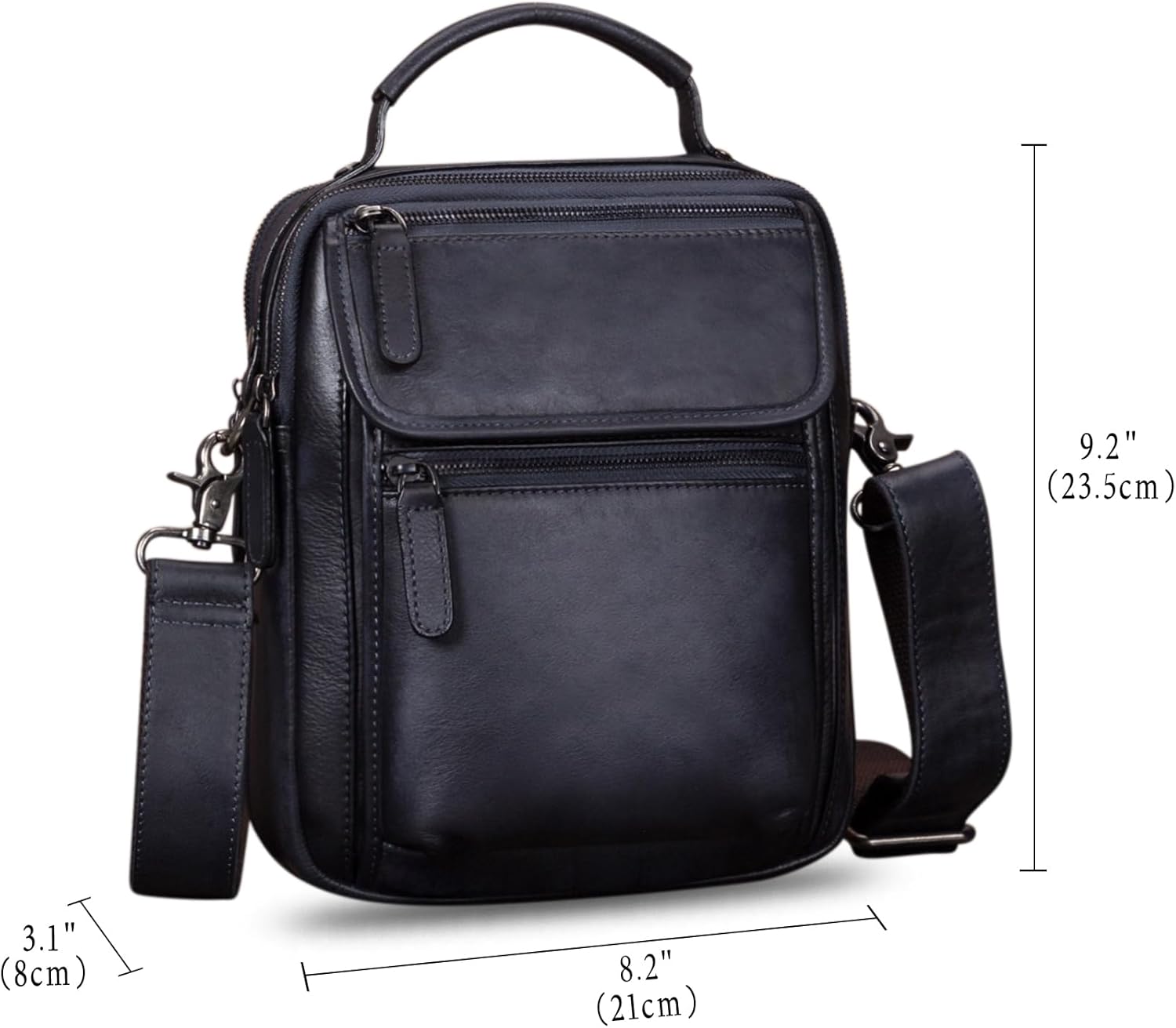 IVTG Genuine Leather Messenger Bag for Men Sling Purse Crossbody Shoulder Bags Satchel for Work