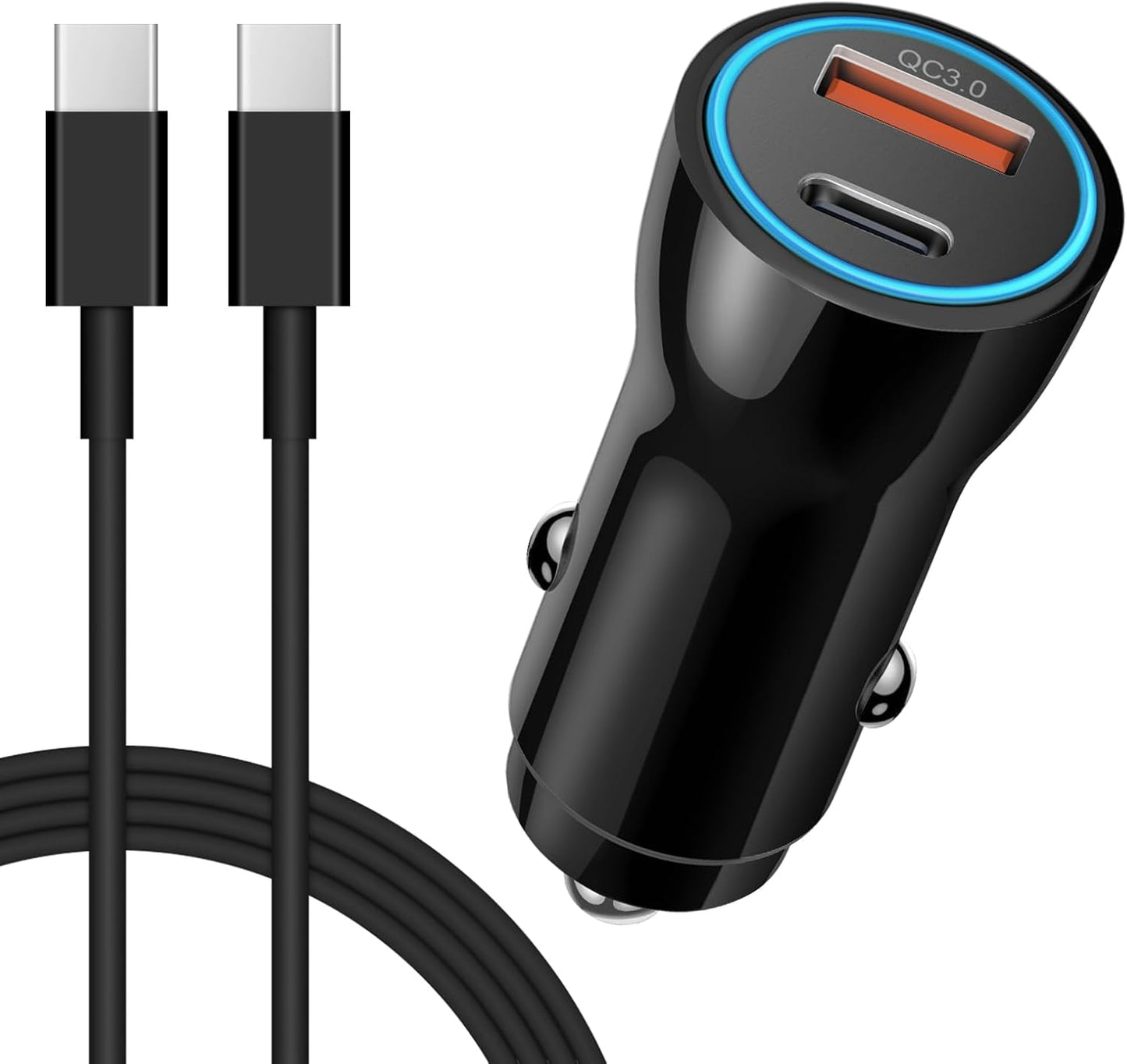 for iPhone 15 16 Car Charger, 43W 2-Port Fast USB C Car Charger Power Adapter with 6FT USB C to Type C Cable for iPhone 16e 16/15 Pro Max/Plus/iPad Pro/Samsung Galaxy S25 S24 S23 S22 S21 Ultra