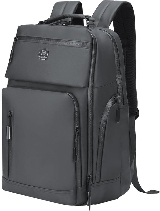 Large Capacity Water Resistant Laptop Backpack, 17 Inch Airplane Approved Durable Bag for College, Business Travel, Light Gray
