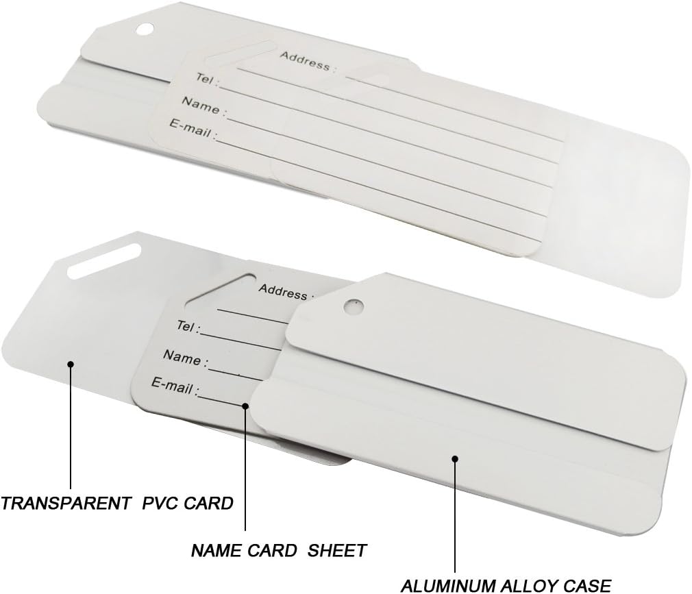 Aluminum Luggage Tags, Luggage Tag Holders for Travel Luggage Baggage Identifier by Ovener (5Pack Silver)