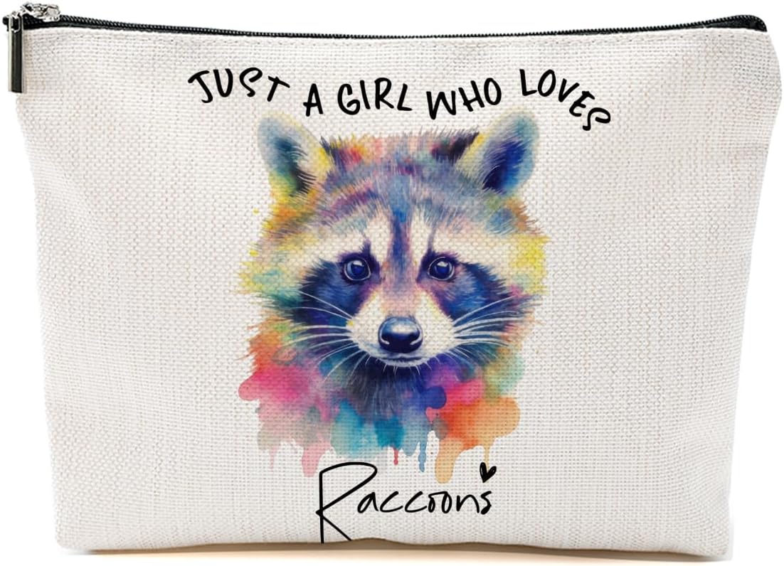 Raccoon Gifts Makeup Bag, Raccoon Lovers Cosmetic Bag Travel Organizer Bags Makeup Pouch, Christmas Birthday Animal Lovers Gifts for Horse Lovers Women Girls Friends