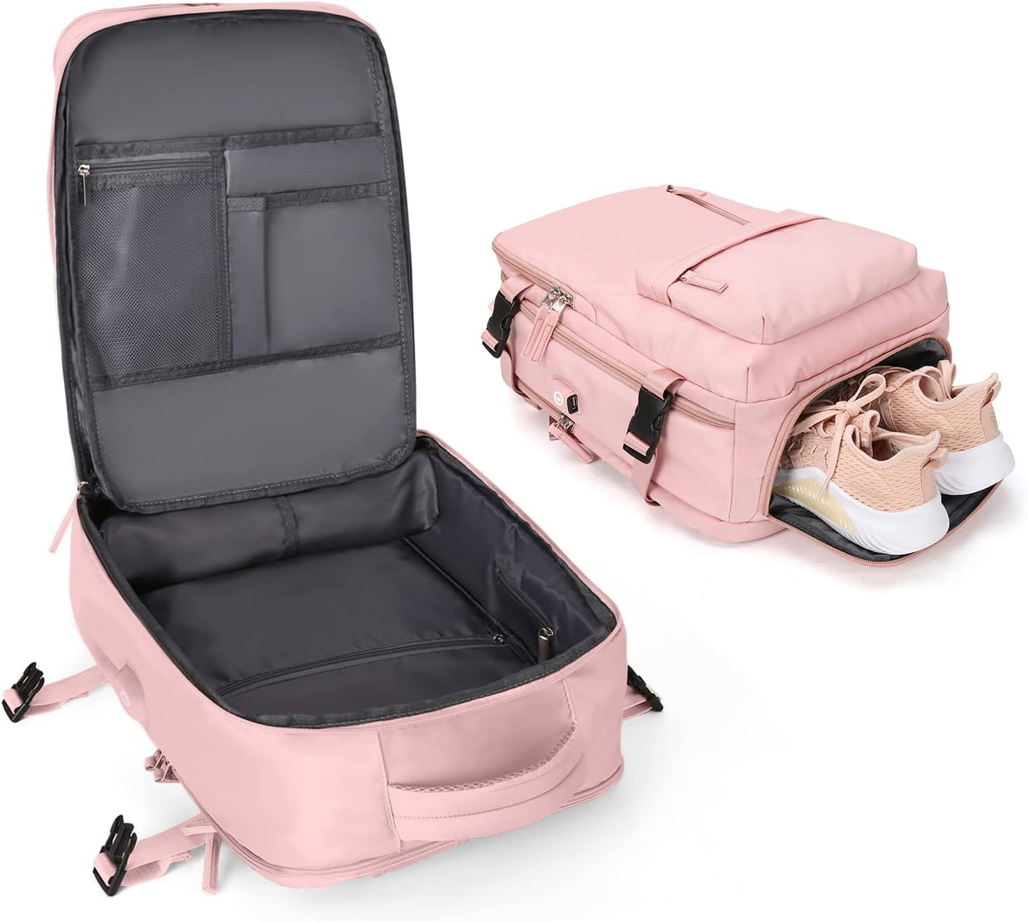 VGCUB Large Travel Backpack Bag for Women Men,Carry on Backpack,17 Inch Laptop Business Work Waterproof Backpack with Laptop Compartment,Person Item Flight Approved,Mochila de Viaje,Pink Large