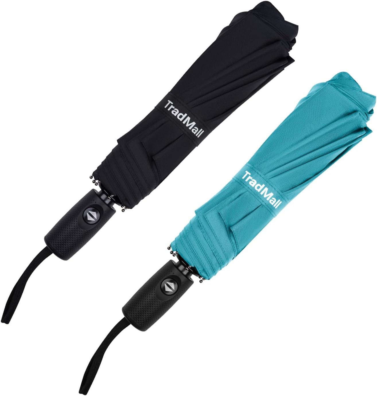 TradMall 2 Pack Travel Umbrella, Double Vented Canopy Windproof Automatic Strong Compact Folding Umbrellas for Rain Women and Men