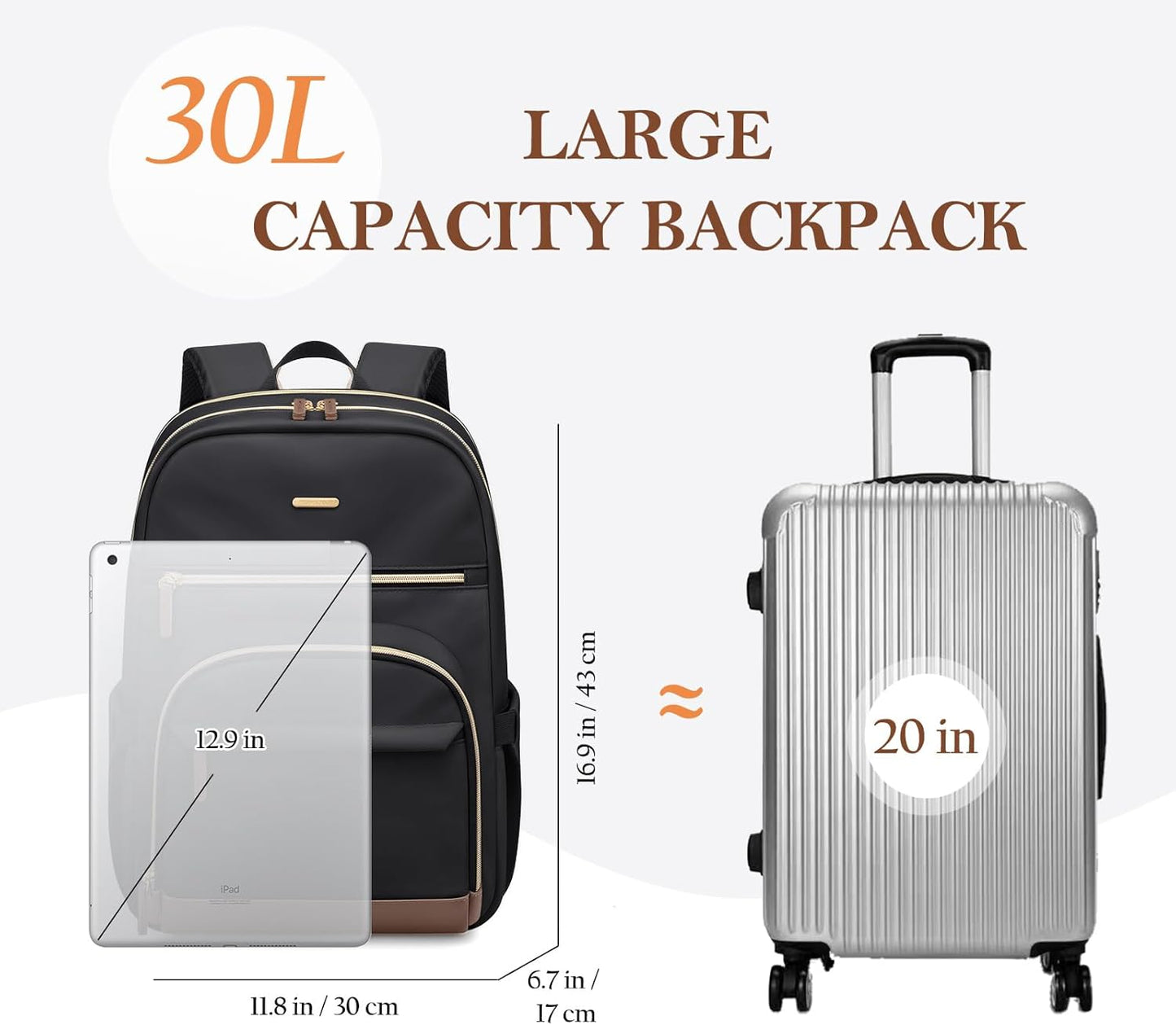 TENSTAR Laptop Backpack for Women, Computer Backpack Fit 16 Inch Notebook, Large Capacity College Backpack Bookbag Casual Daypack for Travel, Apricot