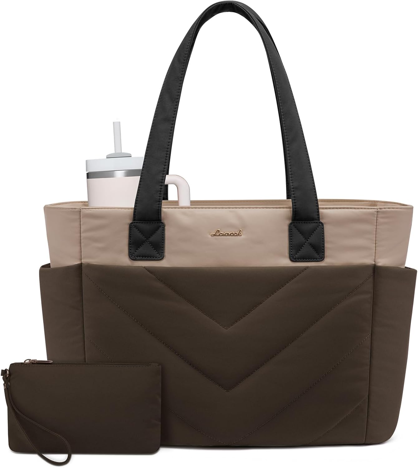LOVEVOOK Tote Bag for Women, Puffer Work Travel Handbag with Zipper for Teacher Nurse, Quilted Cute Laptop Shoulder Gym Bag