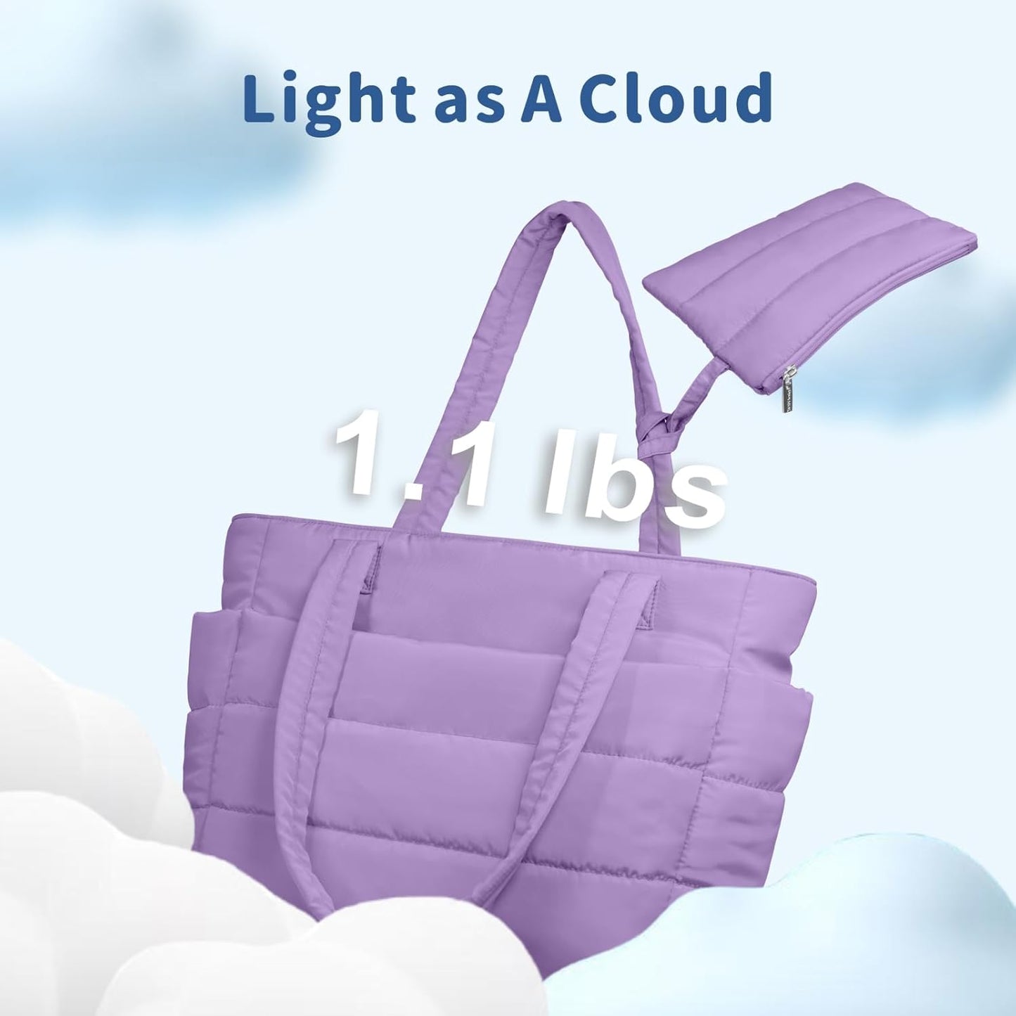 TOPDesign Puffer Tote Bag for Women, Lightweight Puffy Handbag with Compartments, Quilted Shoulder Bag for Work, Travel, Gym