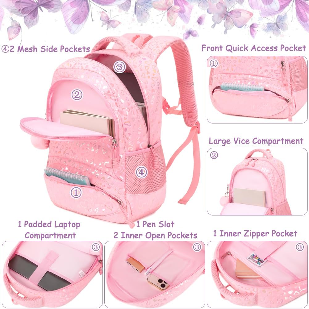 School Backpack for Girls Large Fluffy Bookbag for Kids Teens School Bags for Girl Primary Middle School Casual Daypack