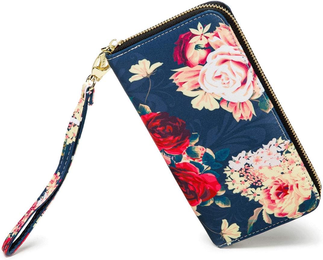 Women Wallet Card RFID For Womens Holder Blocking Credit Small Zipper Purse Pocket Bifold Slim Coin ID Ladies Wristlet Clutch Large Capacity Window Case Travel Zip Women's