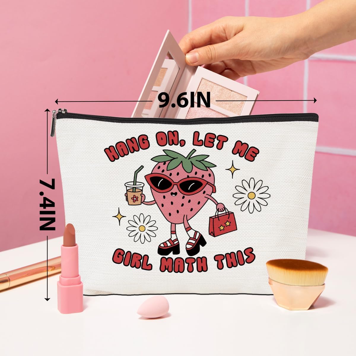 Inspirational Gifts for Women Strawberry Gifts Makeup Bag Mental Health Positive Affirmation Gifts for Therapist Tutor Her Psychologist Self Care Toiletry Bag Zipper Pouch Christmas Birthday