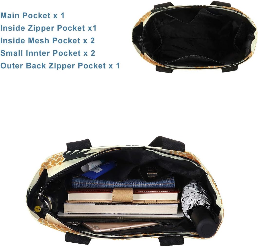 Tote Bag with Zipper for Women Inside Mesh Pocket Heavy Duty Casual Anti-water Cloth Travel Shoulder Handbag