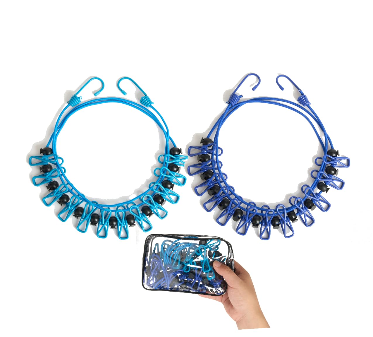 2 Pack Retractable Portable Travel Clothesline, Camping Clothing Line Set