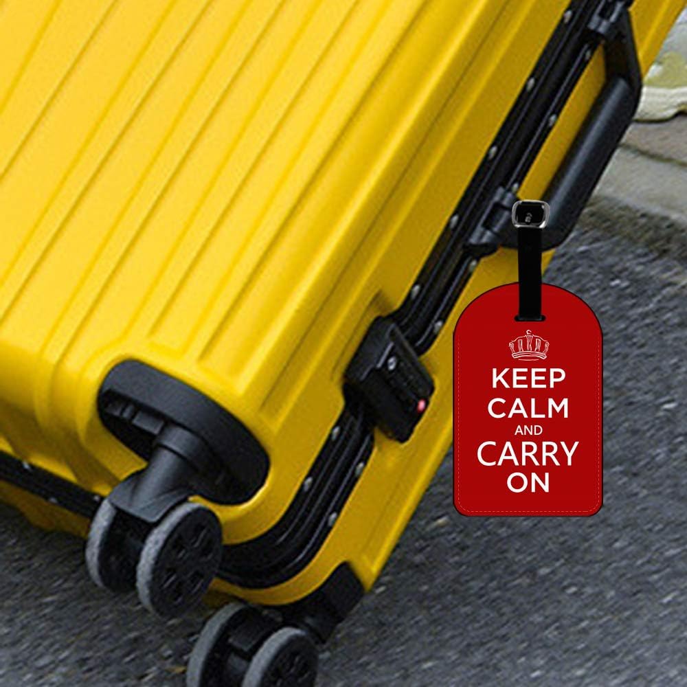 Keep Calm and Carry On Luggage Tags Red Quote Slogan Leather Travel Bag Labels Suitcase Carry-On ID Card