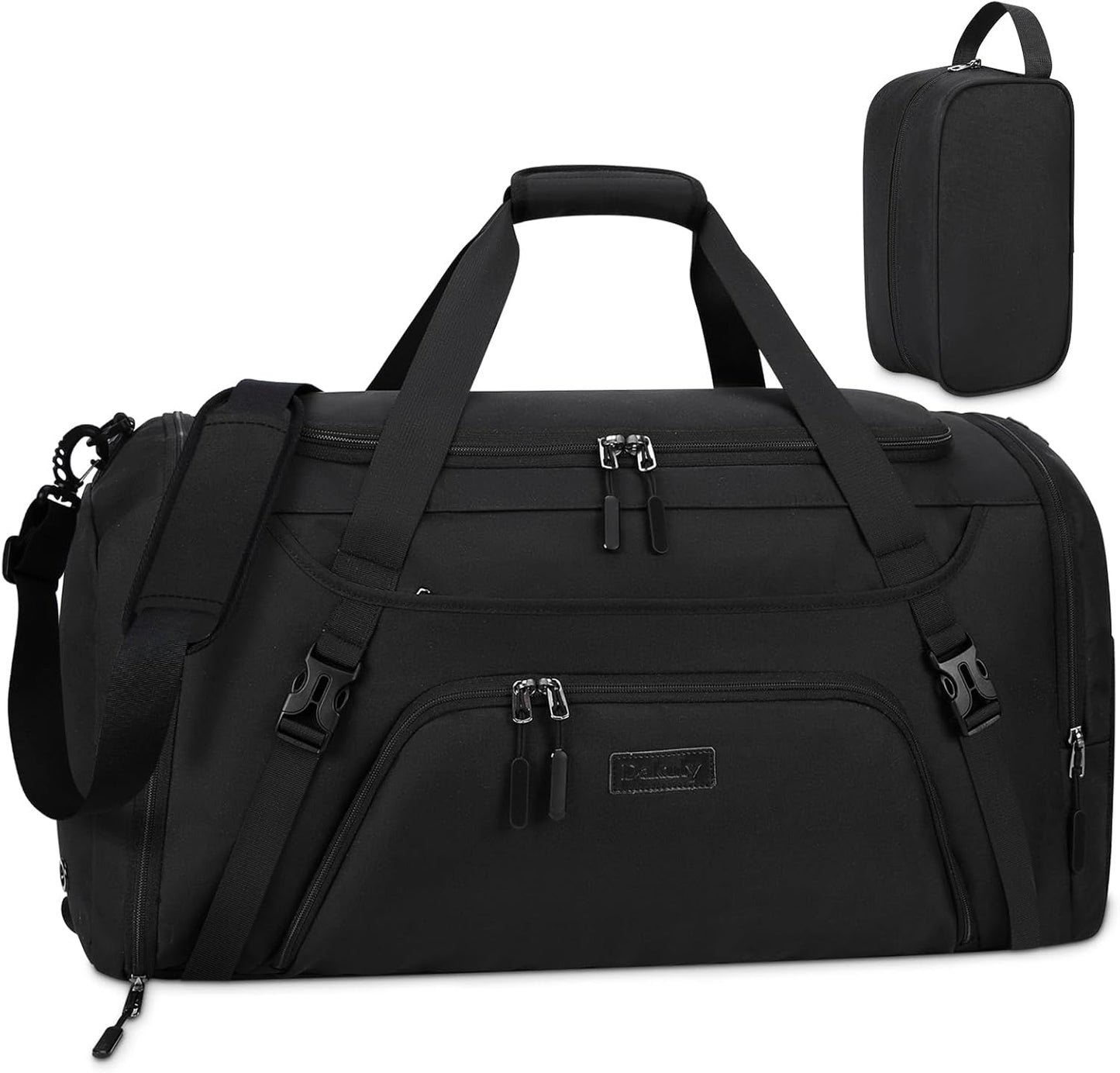 Gym Duffle Bag for Women Men 55L Waterproof Sports Bags Travel Duffel Bags with Shoe Compartment,Wet Pocket Large Weekender Overnight Bag with Toiletry Bag,Black