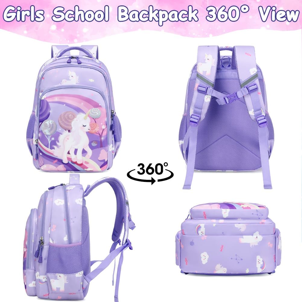 Meisohua Girls Backpack with Lunch Box 3 in 1 Set Kids Backpack for Girls Preschool Kindergarten Elementary School Backpack