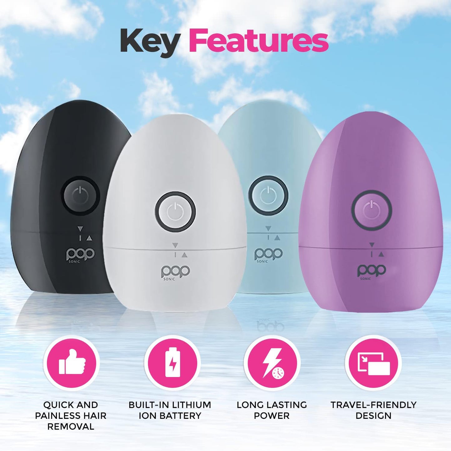 Pop Sonic Moon Shaver (Lavender) - Face & Body Shavers for Men & Women - 3 Floating Rotary Heads Face Shaver w/Removable Cap - Long Lasting Lithium-ion Battery Portable Electric Shaver & Leg Shaver