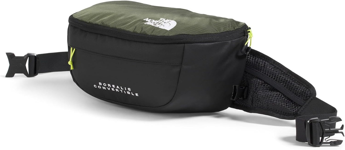 The North Face Borealis Convertible Pack | Commuter Laptop Backpack with Removable Lumbar Pack, Water Repellent Finish, New Taupe Green/TNF Black/Fizz Lime, One Size