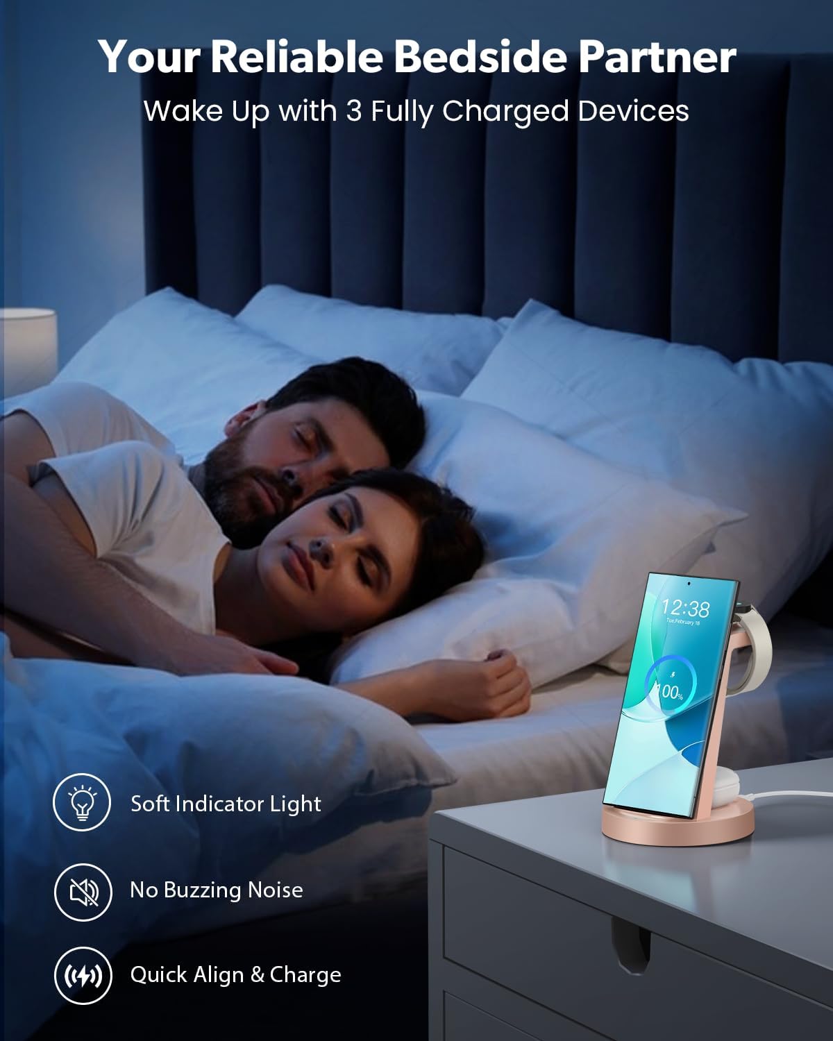 Wireless Charger for Samsung: 3 in 1 Wireless Charging Station for Samsung Galaxy Watch 8 7 6 5 4 3 Pro Classic Galaxy Buds - Charger Dock Stand for S25 S24 Ultra S23 S22 S21 Note Z Fold Android