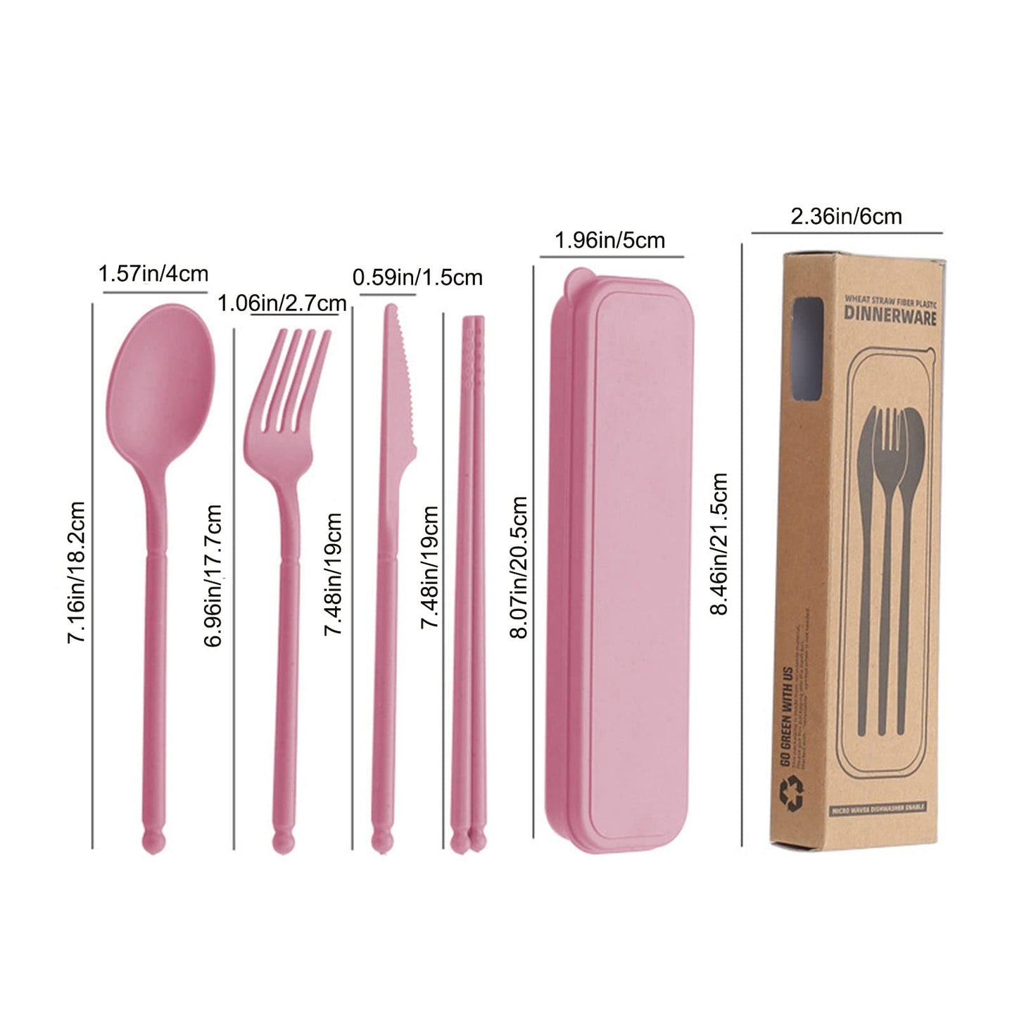 8 Colors Portable Utensils Sets with Case, Wheat Straw Cutlery Set, Reusable Travel Flatware Set