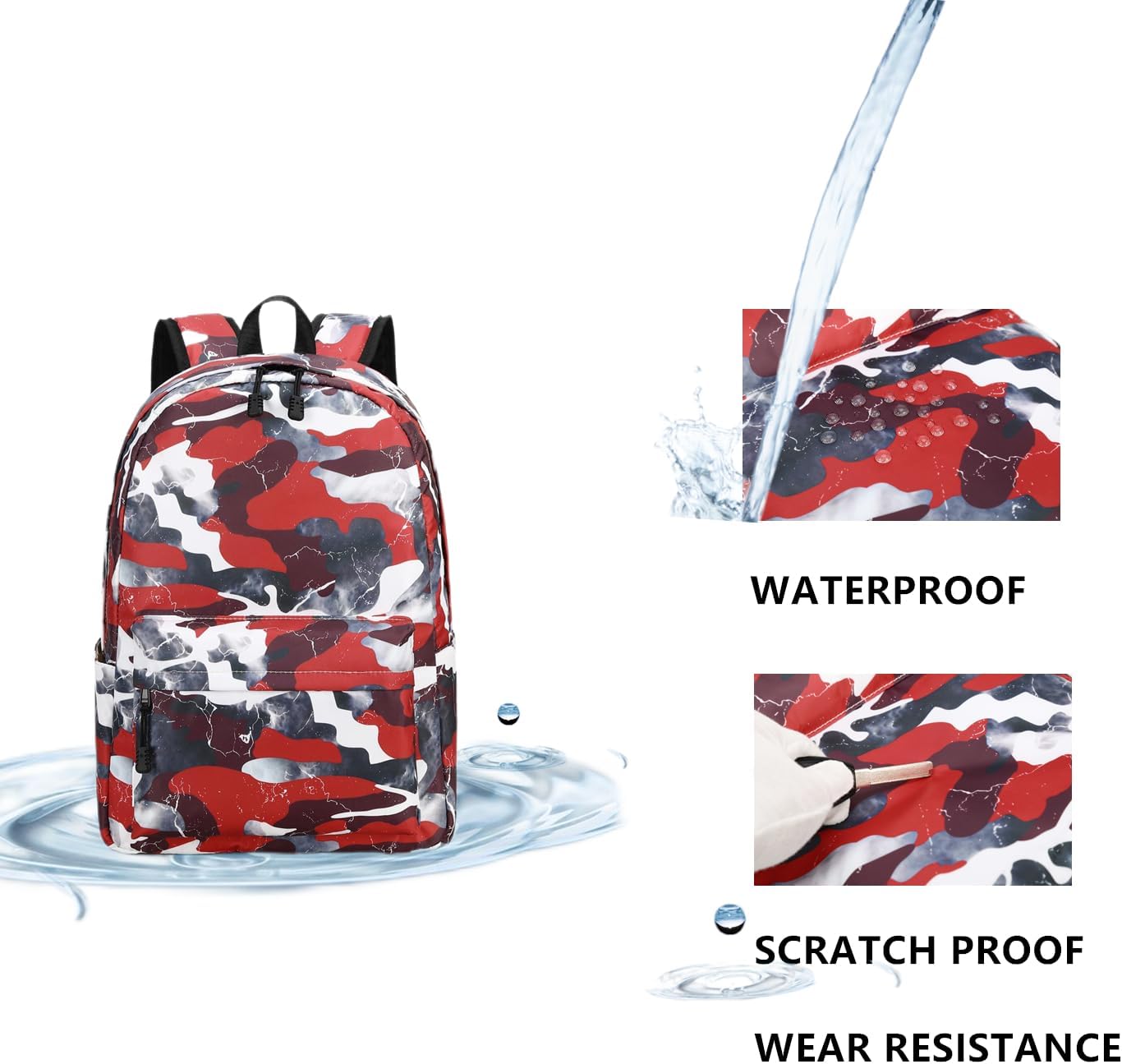 Lmwzh Backpack For Boys Elementary School Bags Kids Bookbag Waterproof Lightweight Durable(A-Red)