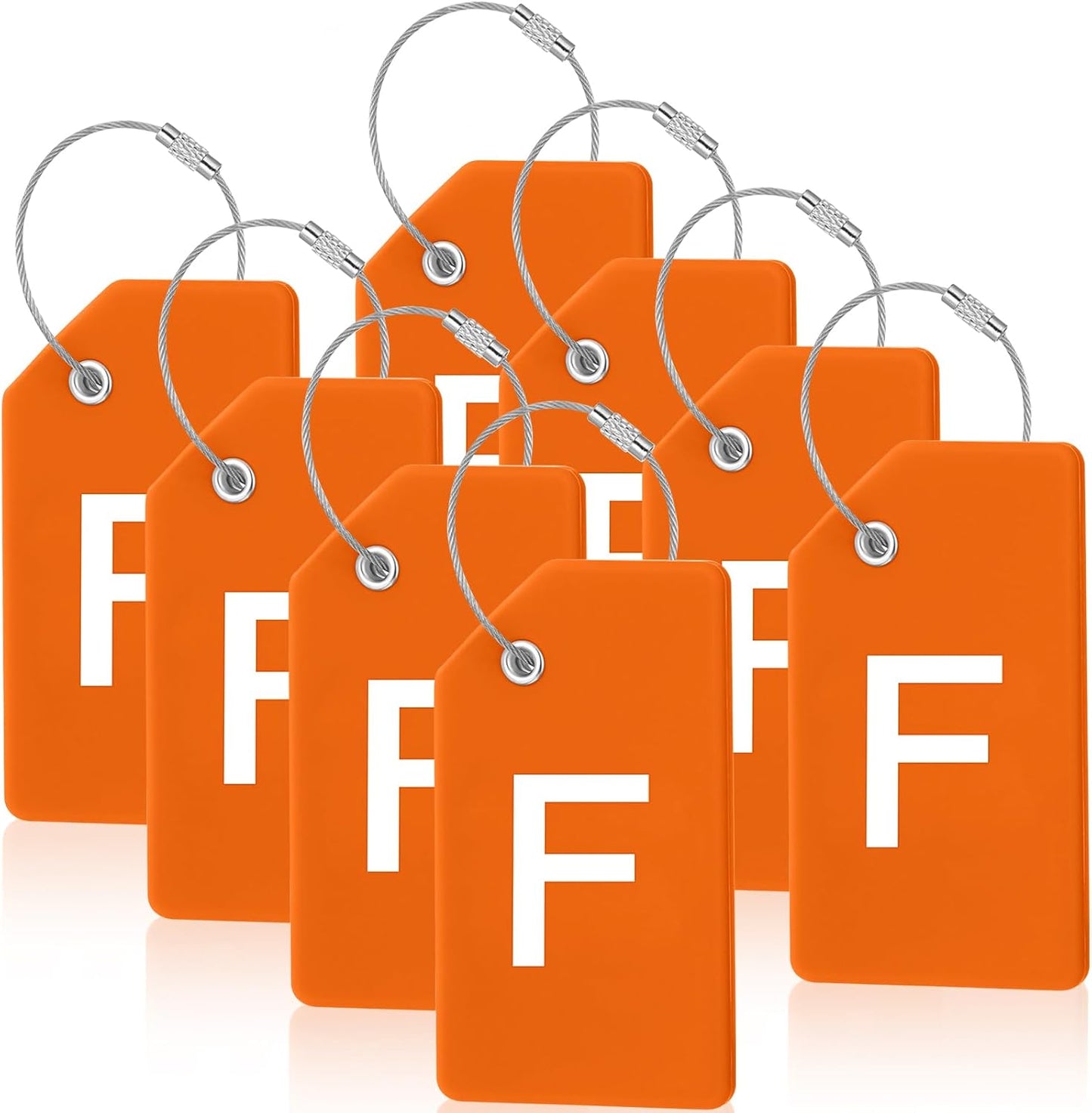 8 Pcs Initial Letter A-Z Luggage Tags Silicone Suitcase Instrument Tag with Name Card and Stainless