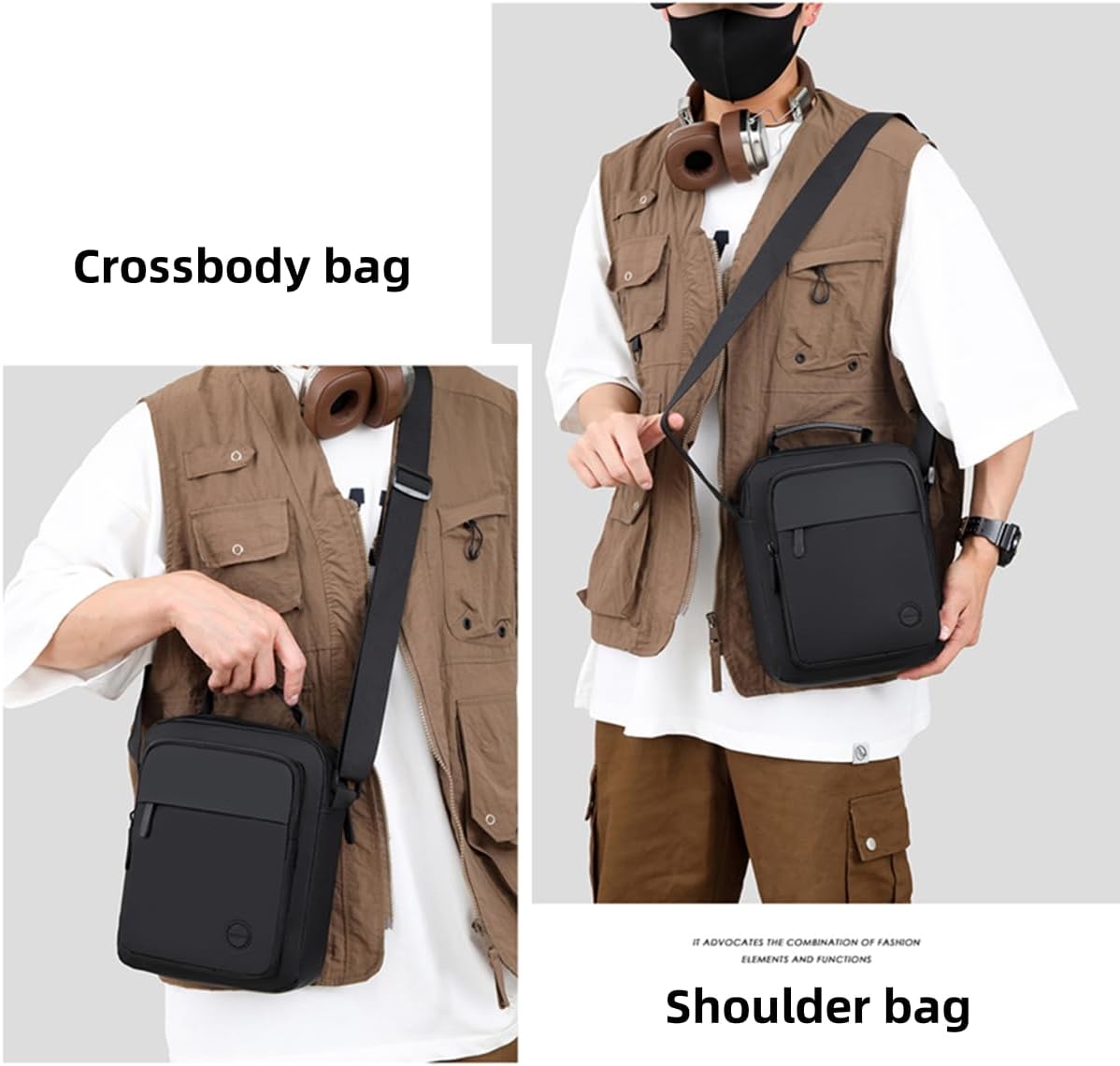Small Messenger Bag for Men Women, Purse for Men Multi Pocket Purses Bag Hold Phone Handset Anti Theft