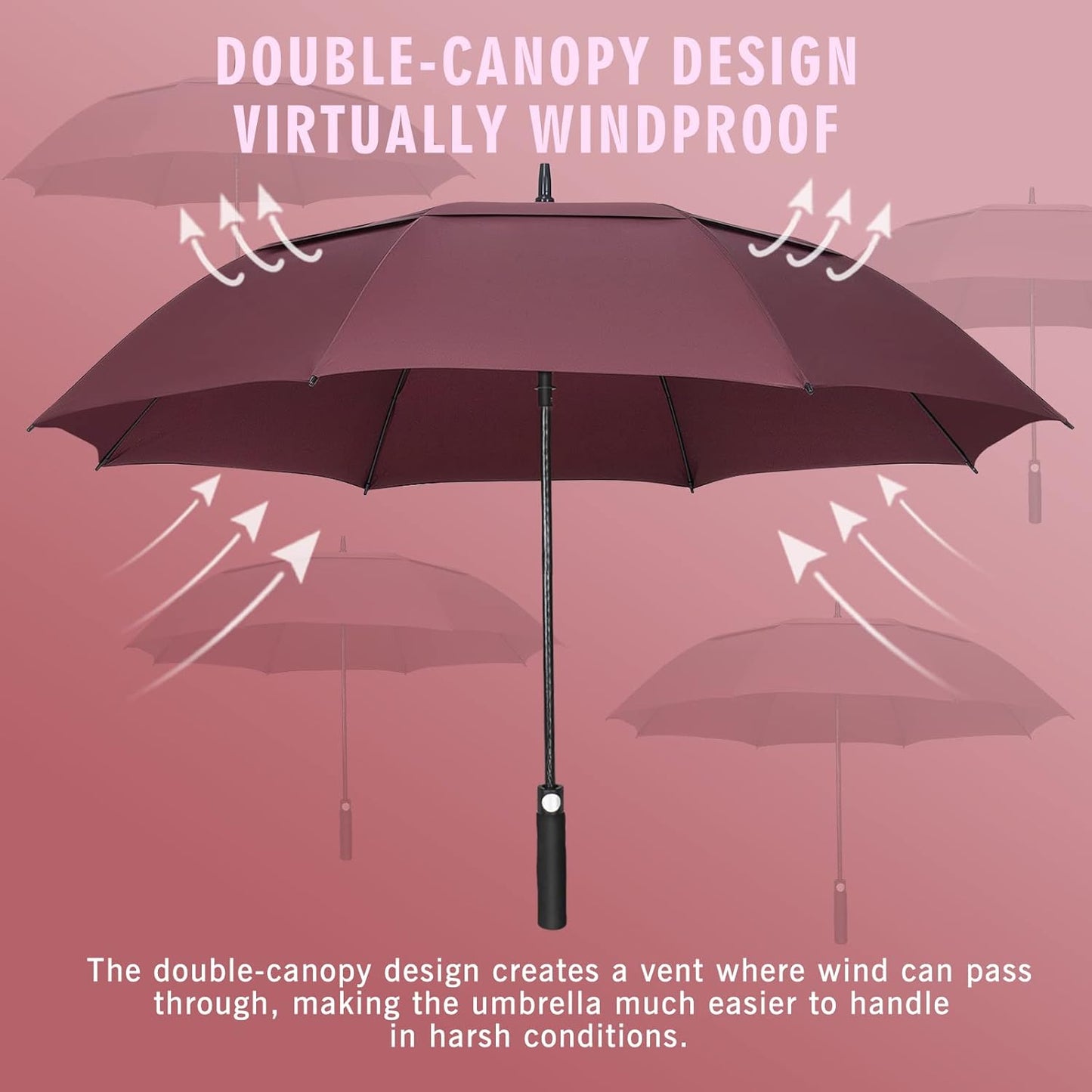 ZOMAKE Golf Umbrella Windproof, Extra Large Oversized Heavy Duty Double Canopy for Rain, Sports Games & Push Cart(51/54/62/68/72Inch)