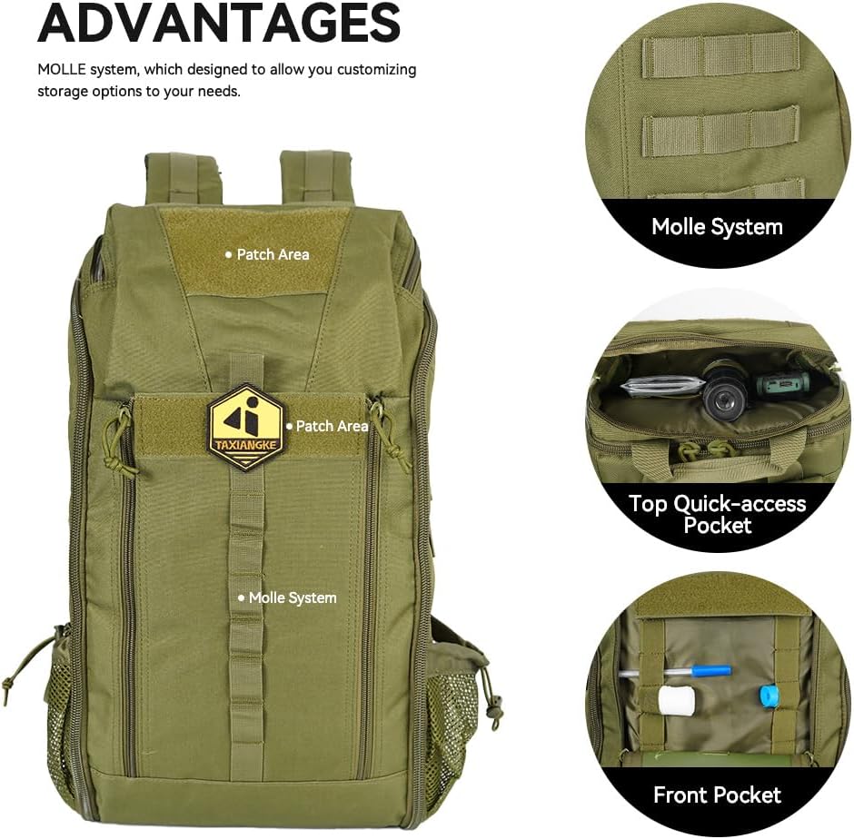 Ultralighe Hiking blackpack with ventilated suspension ergonomic load-reducing pack for trekking&camping durale water-resistant daypack for men&women (green)